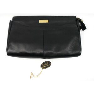 VTG Contessa Genuine Black Leather Clutch Purse Unused